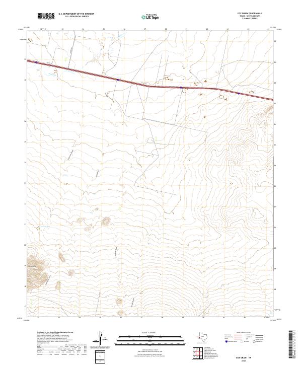 Cox Draw, TX — USGS 7.5-minute topo (2022)