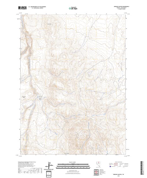 Oregon Canyon, NV — USGS 7.5-minute topo (2023)