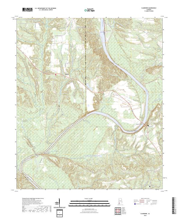 Claiborne, AL — USGS 7.5-minute topo (2024)