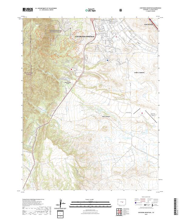 Cheyenne Mountain, CO — USGS 7.5-minute topo (2022)