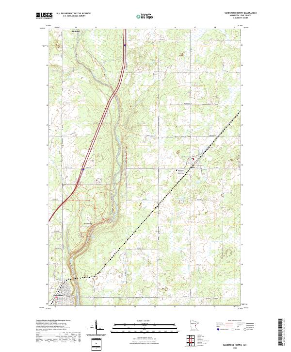 Sandstone North, MN — USGS 7.5-minute topo (2022)