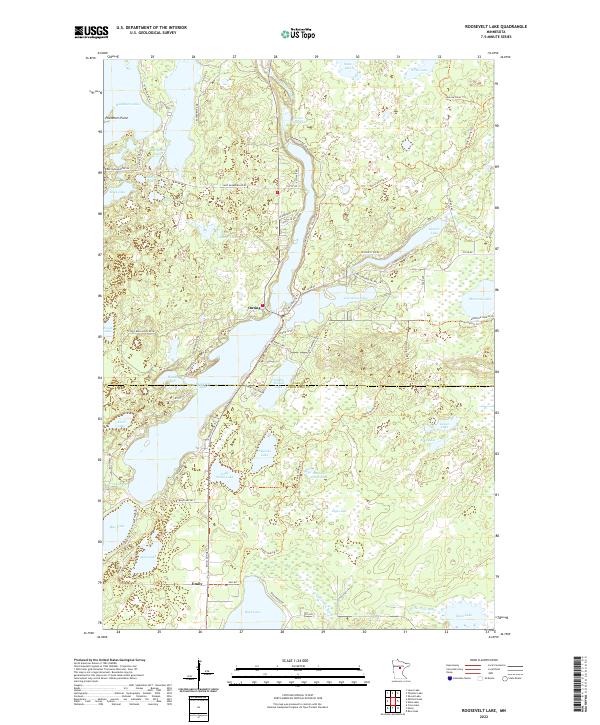 Roosevelt Lake, MN — USGS 7.5-minute topo (2022)