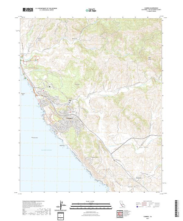 Cambria, CA — USGS 7.5-minute topo (2021)