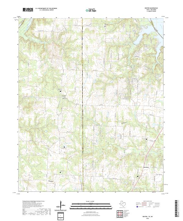 Dexter, TX-OK — USGS 7.5-minute topo (2022)