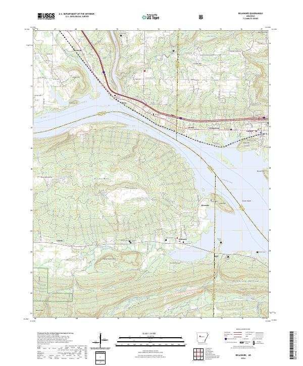 Delaware, AR — USGS 7.5-minute topo (2024)
