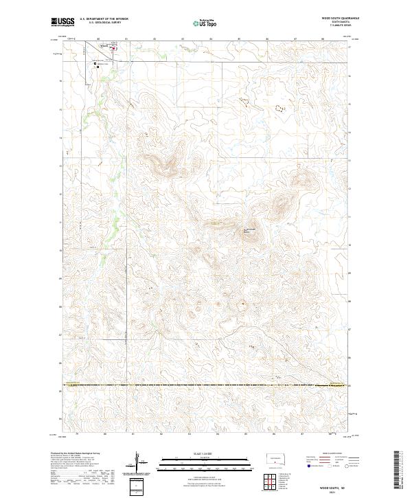 Wood South, SD — USGS 7.5-minute topo (2021)