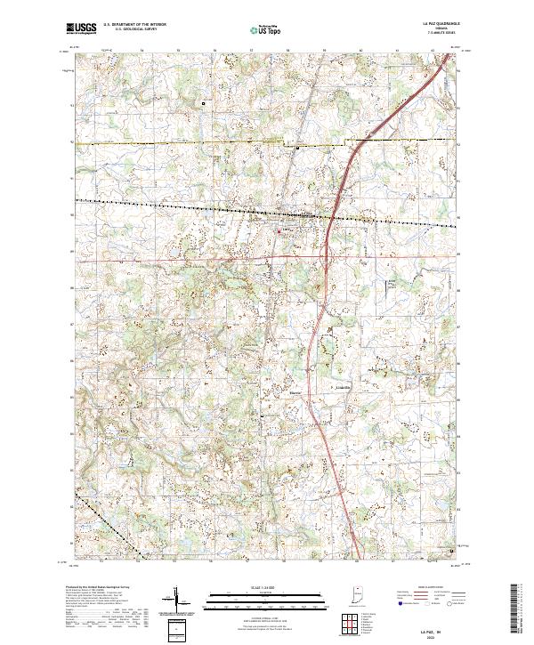 La Paz, IN — USGS 7.5-minute topo (2022)