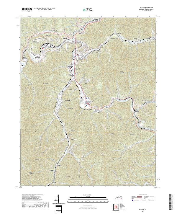 Harlan, KY — USGS 7.5-minute topo (2022)