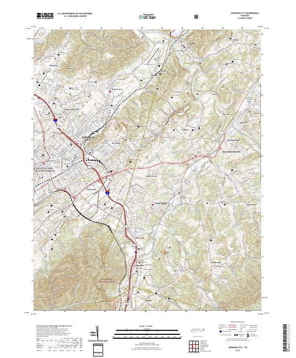 Johnson City, TN — USGS 7.5-minute topo (2022)