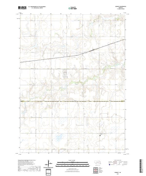 Durant, NE — USGS 7.5-minute topo (2021)