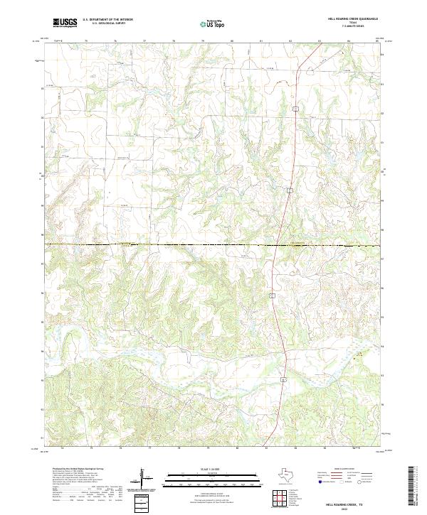 Hell Roaring Creek, TX — USGS 7.5-minute topo (2022)