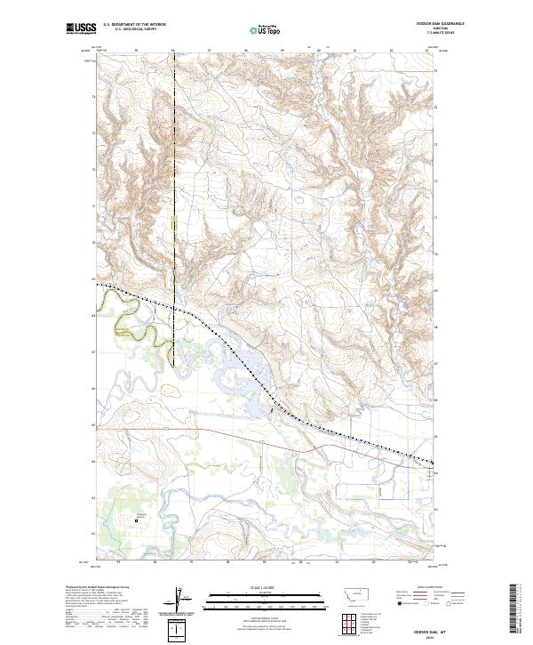 Dodson Dam, MT — USGS 7.5-minute topo (2024)