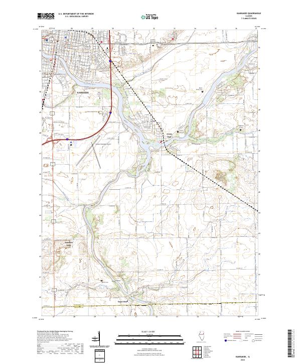Kankakee, IL — USGS 7.5-minute topo (2024)