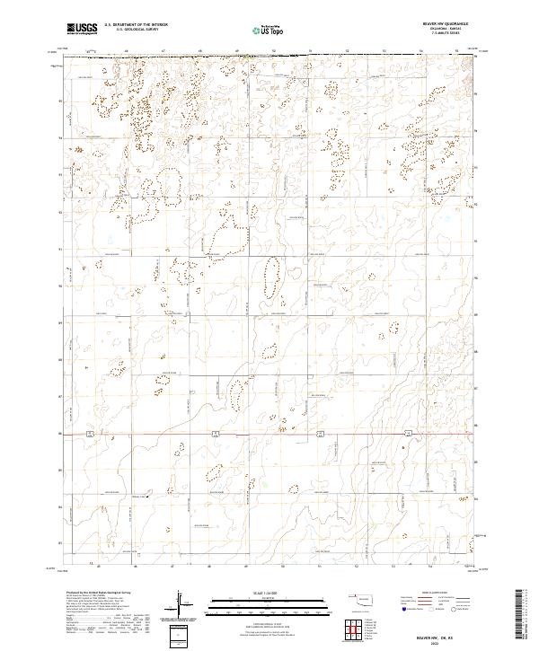 Beaver NW, OK-KS — USGS 7.5-minute topo (2022)