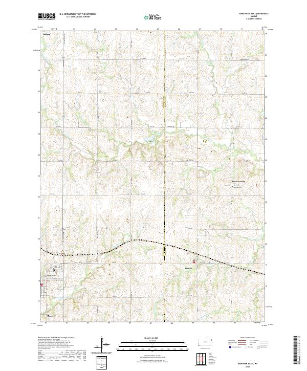 Hanover East, KS — USGS 7.5-minute topo (2022)