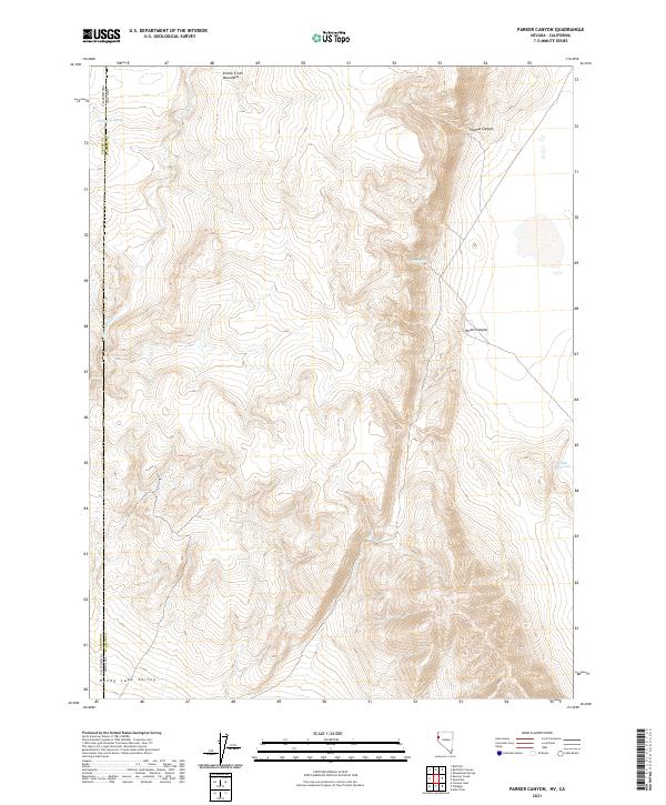 Parker Canyon, NV-CA — USGS 7.5-minute topo (2021)