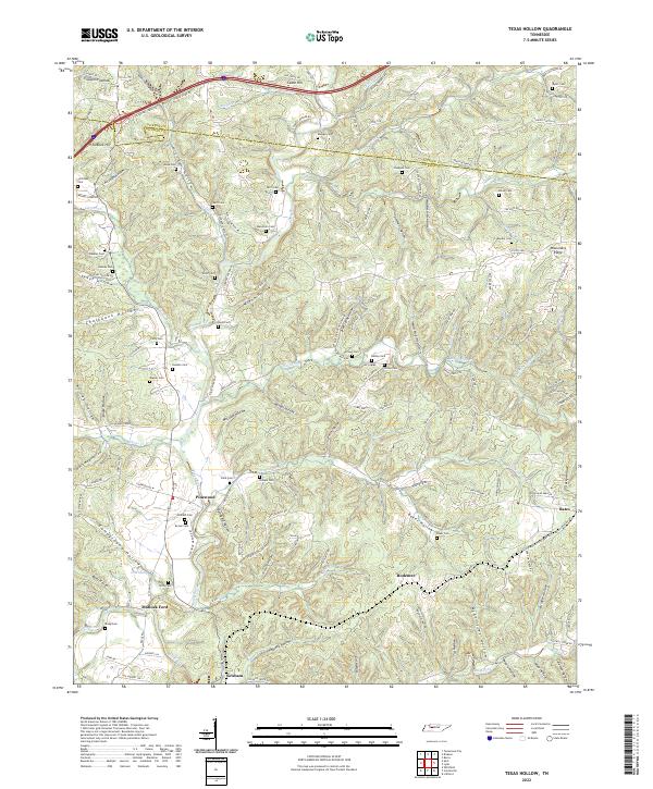 Texas Hollow, TN — USGS 7.5-minute topo (2022)