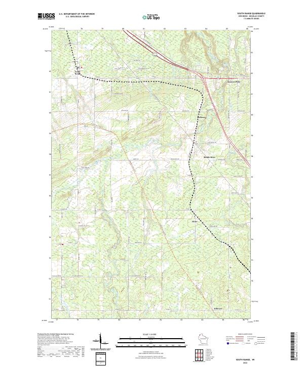 South Range, WI — USGS 7.5-minute topo (2022)