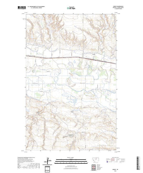 Zurich, MT — USGS 7.5-minute topo (2024)