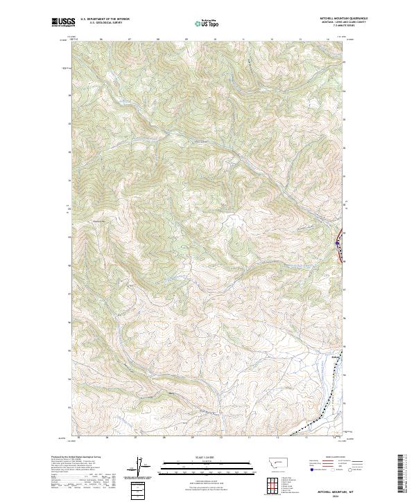 Mitchell Mountain, MT — USGS 7.5-minute topo (2024)