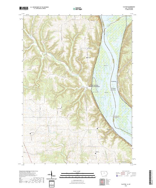 Clayton, IA-WI — USGS 7.5-minute topo (2022)
