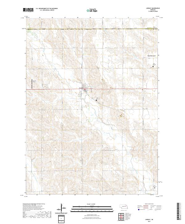 Lindsay, NE — USGS 7.5-minute topo (2021)