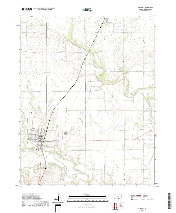 Caldwell, KS — USGS 7.5-minute topo (2022)