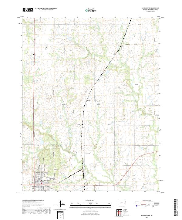 Yates Center, KS — USGS 7.5-minute topo (2022)