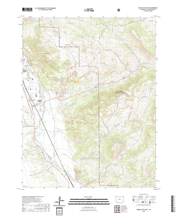 Buena Vista East, CO — USGS 7.5-minute topo (2022)
