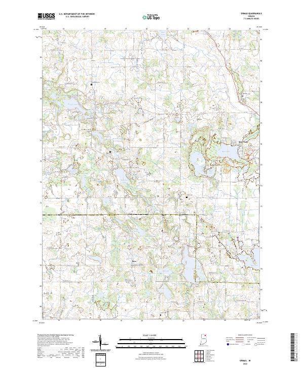 Ormas, IN — USGS 7.5-minute topo (2022)