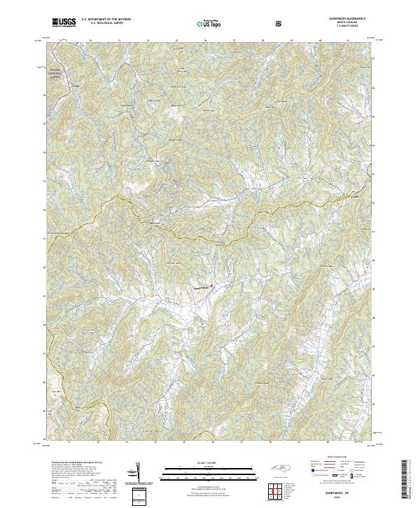 Sandymush, NC — USGS 7.5-minute topo (2022)