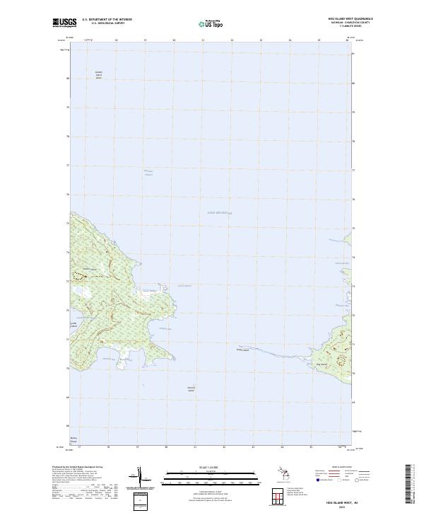 Hog Island West, MI — USGS 7.5-minute topo (2023)
