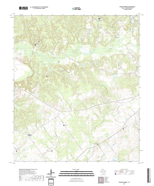 Porter Springs, TX — USGS 7.5-minute topo (2022)