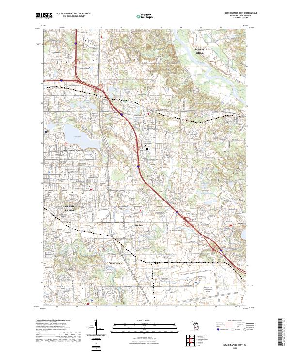 Grand Rapids East, MI — USGS 7.5-minute topo (2023)
