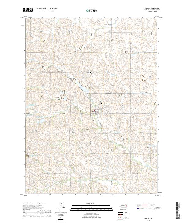 Prague, NE — USGS 7.5-minute topo (2021)