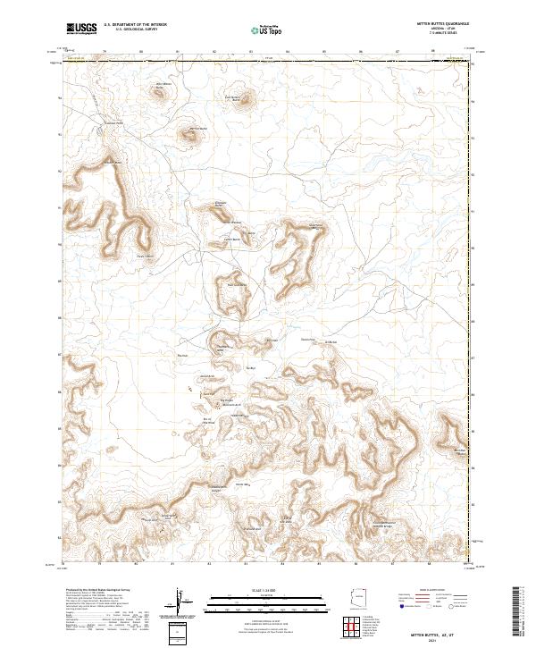 Mitten Buttes, AZ-UT — USGS 7.5-minute topo (2021)