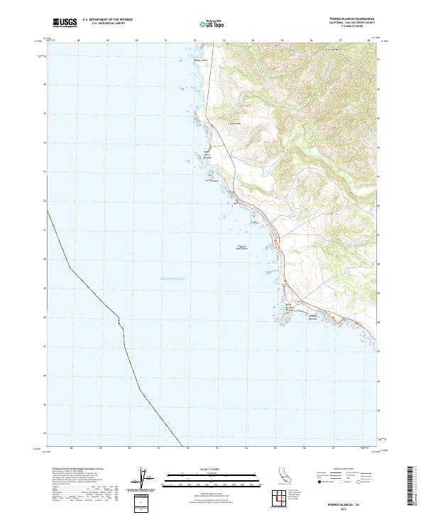 Piedras Blancas, CA — USGS 7.5-minute topo (2021)
