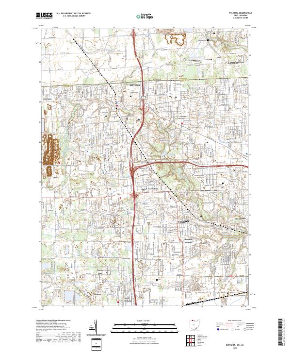 Sylvania, OH-MI — USGS 7.5-minute topo (2023)
