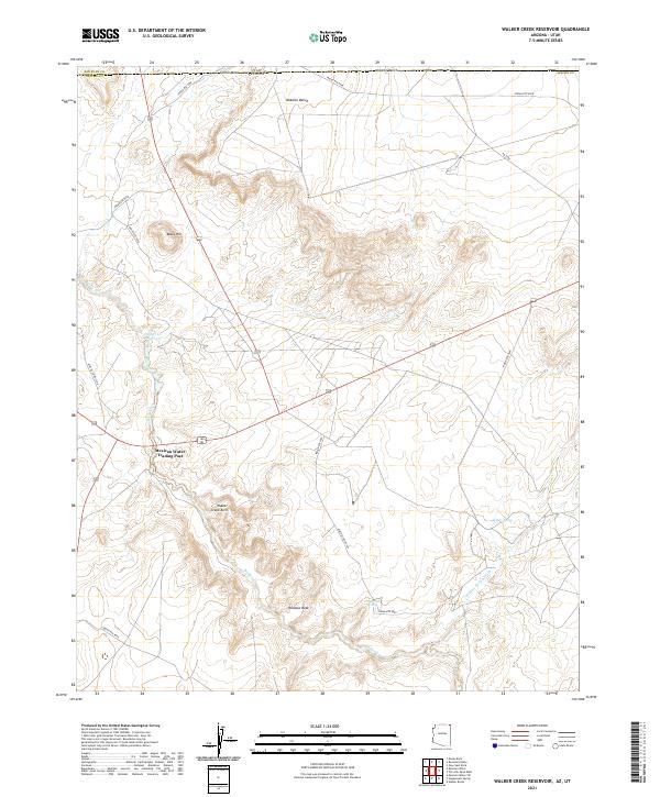 Walker Creek Reservoir, AZ-UT — USGS 7.5-minute topo (2021)