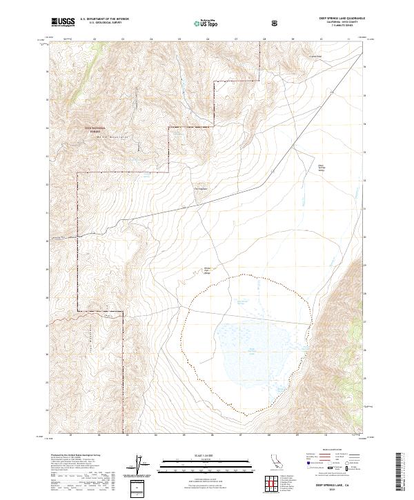 Deep Springs Lake, CA — USGS 7.5-minute topo (2021)