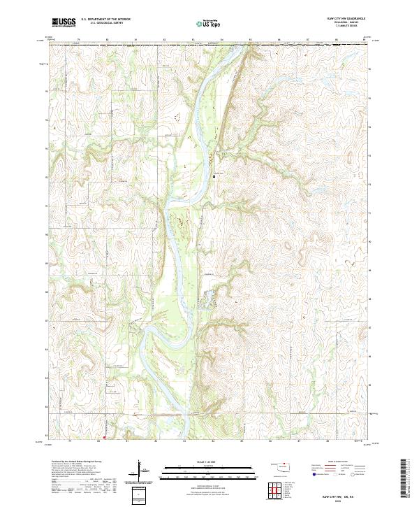 Kaw City NW, OK-KS — USGS 7.5-minute topo (2022)