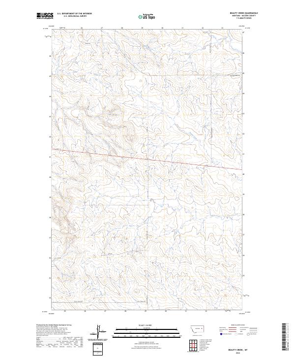 Beauty Creek, MT — USGS 7.5-minute topo (2024)