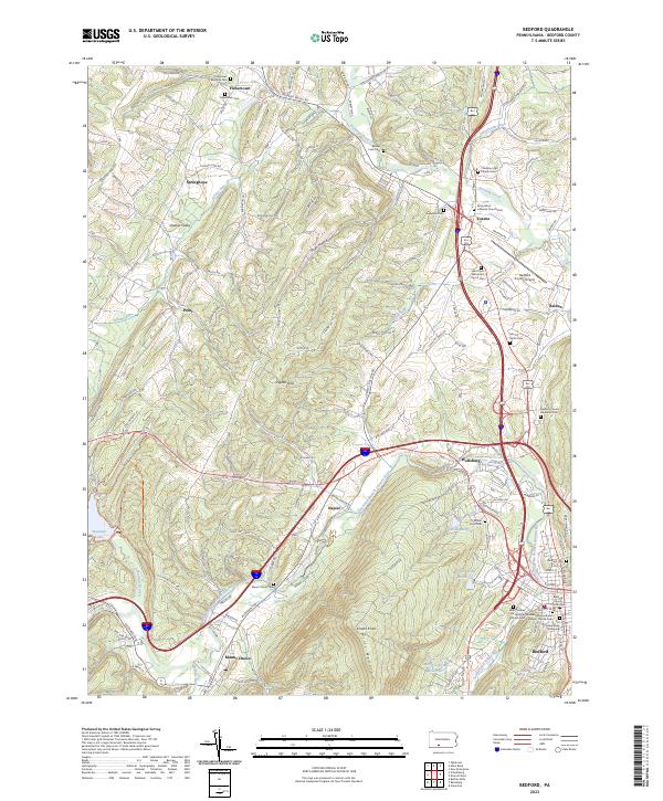 Bedford, PA — USGS 7.5-minute topo (2023)