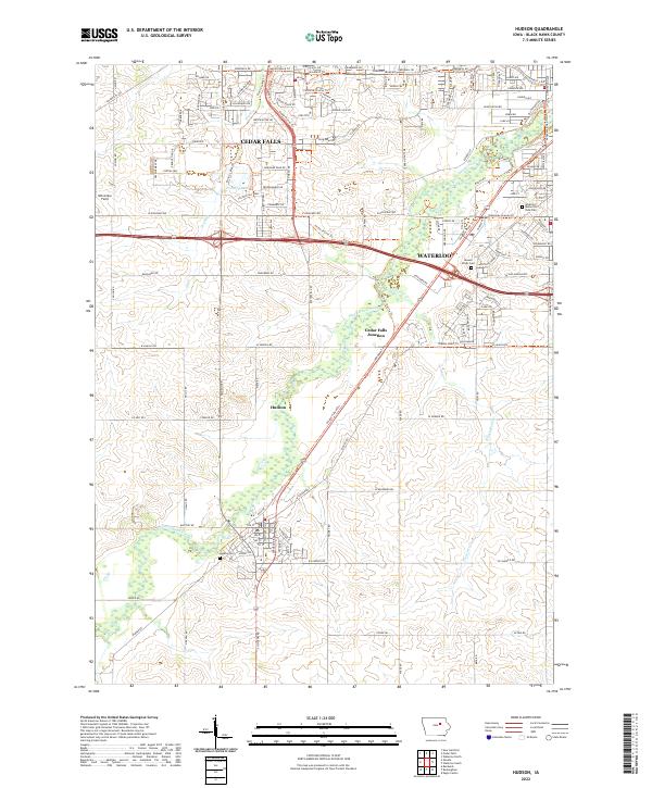Hudson, IA — USGS 7.5-minute topo (2022)