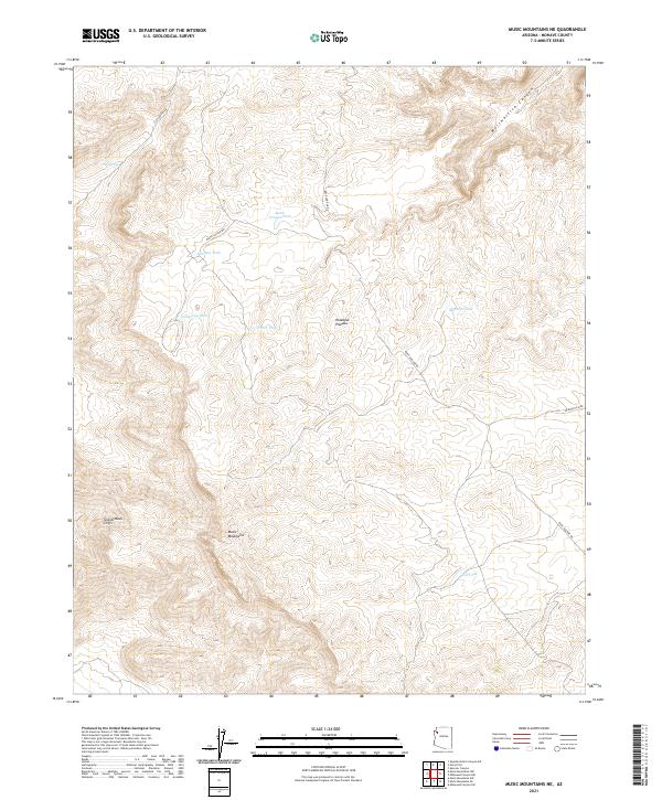 Music Mountains NE, AZ — USGS 7.5-minute topo (2021)