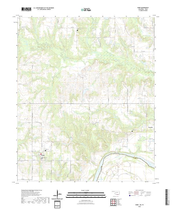 Kemp, OK-TX — USGS 7.5-minute topo (2022)