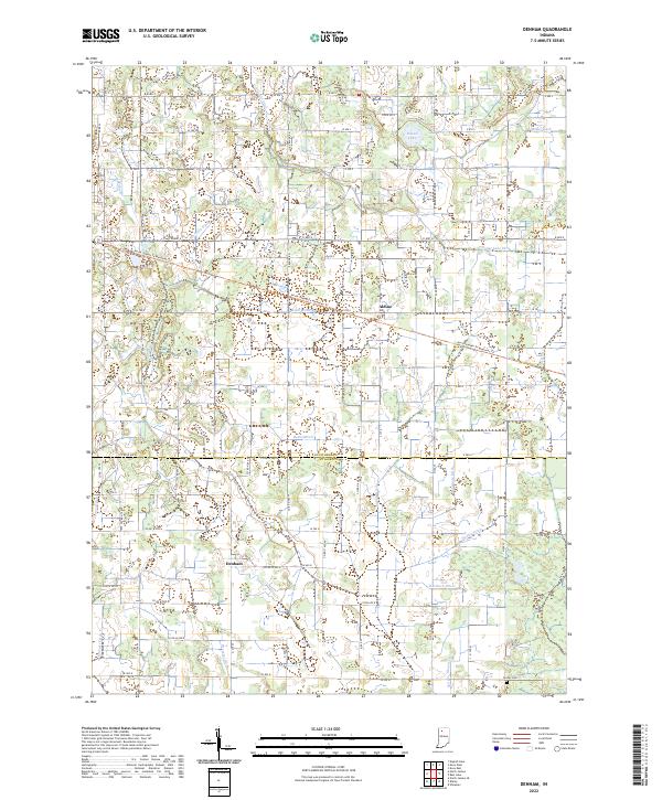 Denham, IN — USGS 7.5-minute topo (2022)