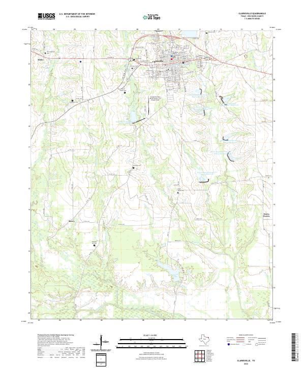 Clarksville, TX — USGS 7.5-minute topo (2022)