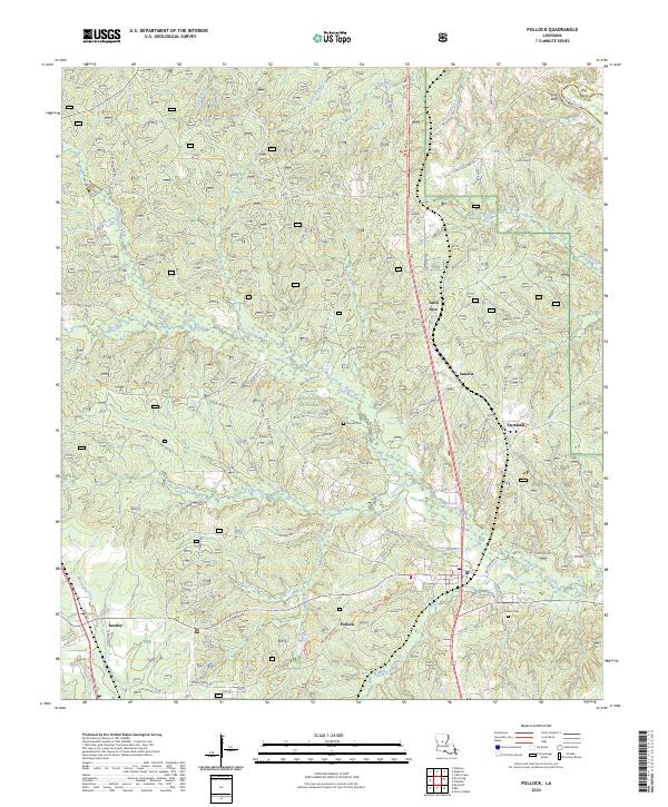 Pollock, LA — USGS 7.5-minute topo (2024)