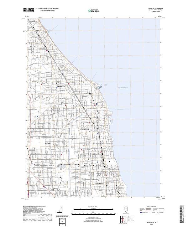 Evanston, IL — USGS 7.5-minute topo (2024)
